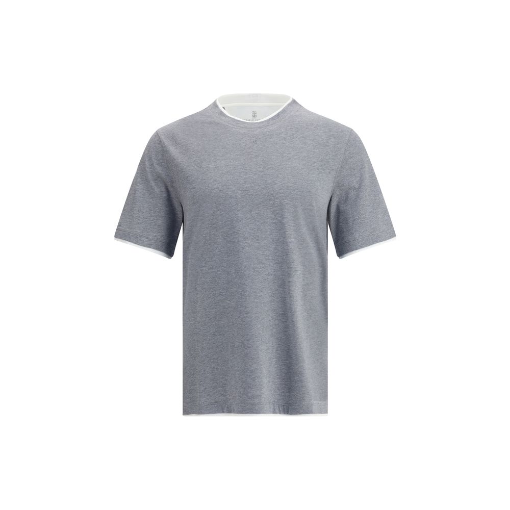Camiseta de algodón gris Brunello Cucinelli