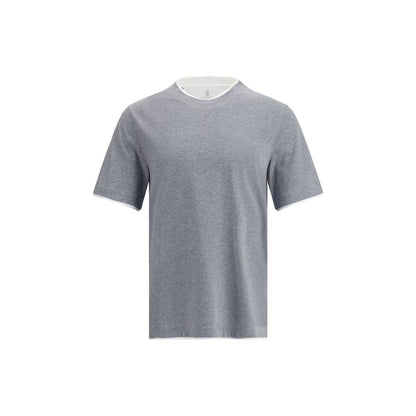 Camiseta de algodón gris Brunello Cucinelli