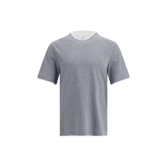 Camiseta de algodón gris Brunello Cucinelli