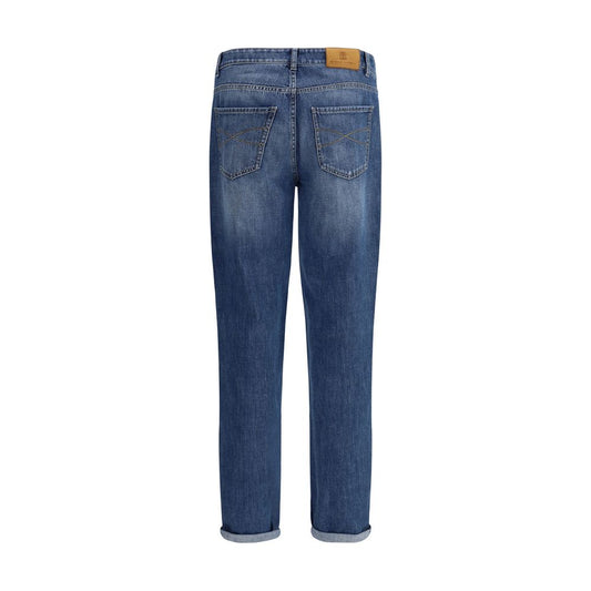 Vaqueros rectos de algodón azul Brunello Cucinelli