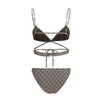 Bikini en polyester beige Gucci à imprimé GG