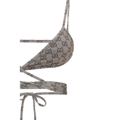 Bikini en polyester beige Gucci à imprimé GG