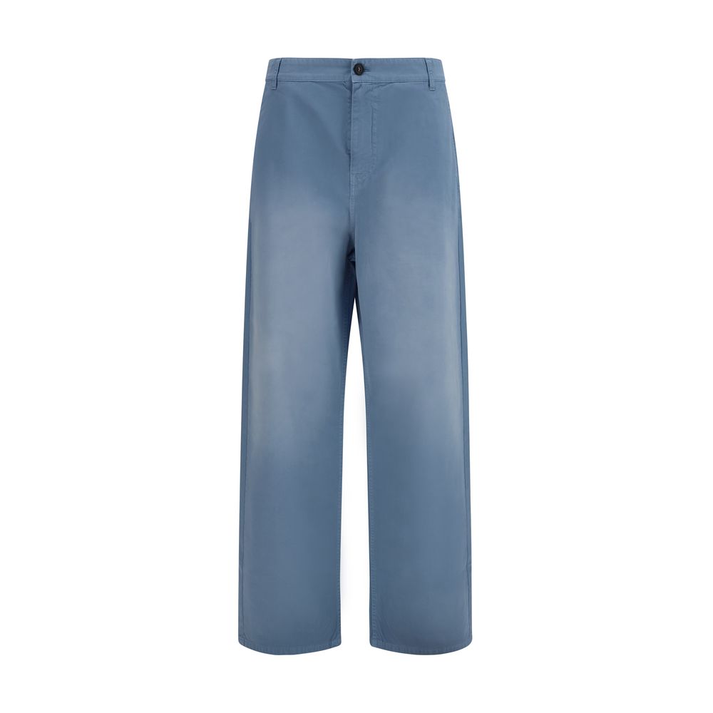 Pantalon décontracté en coton bleu Miu Miu