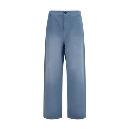 Pantalon décontracté en coton bleu Miu Miu