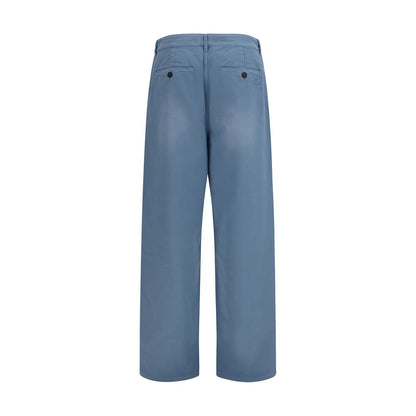 Pantalon décontracté en coton bleu Miu Miu