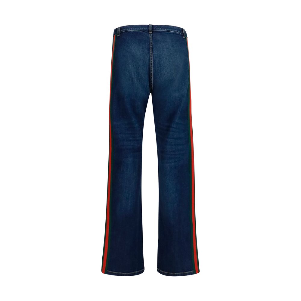 Vaqueros Gucci De Algodón Azul Con Corte Acampanado