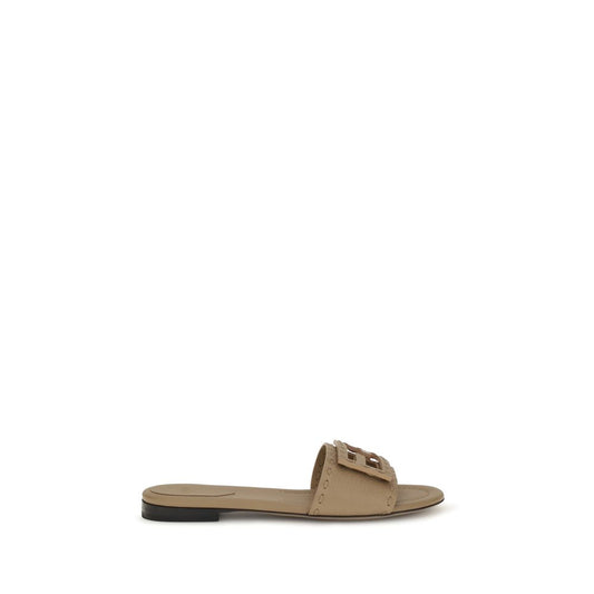 Sandalias planas Fendi de piel de becerro beige Bos Taurus
