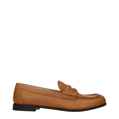 Mocasines sin cordones de cuero marrón Miu Miu