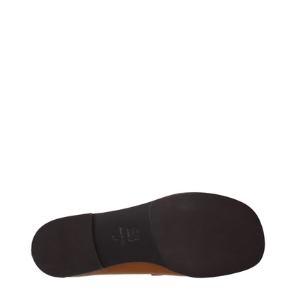 Mocasines sin cordones de cuero marrón Miu Miu