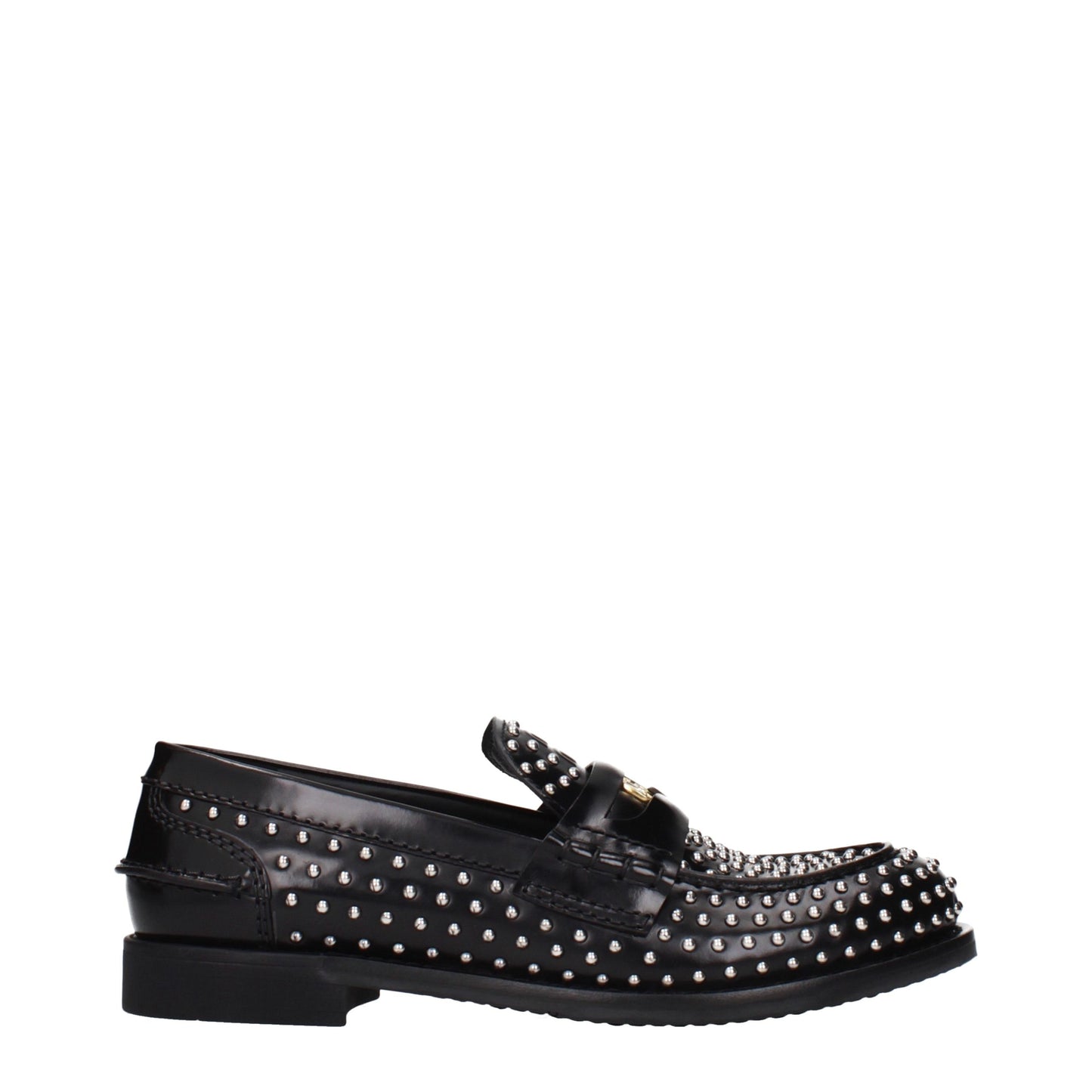 Miu Miu Mocasines sin cordones de cuero negro