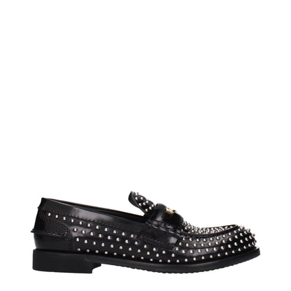 Miu Miu Mocasines sin cordones de cuero negro