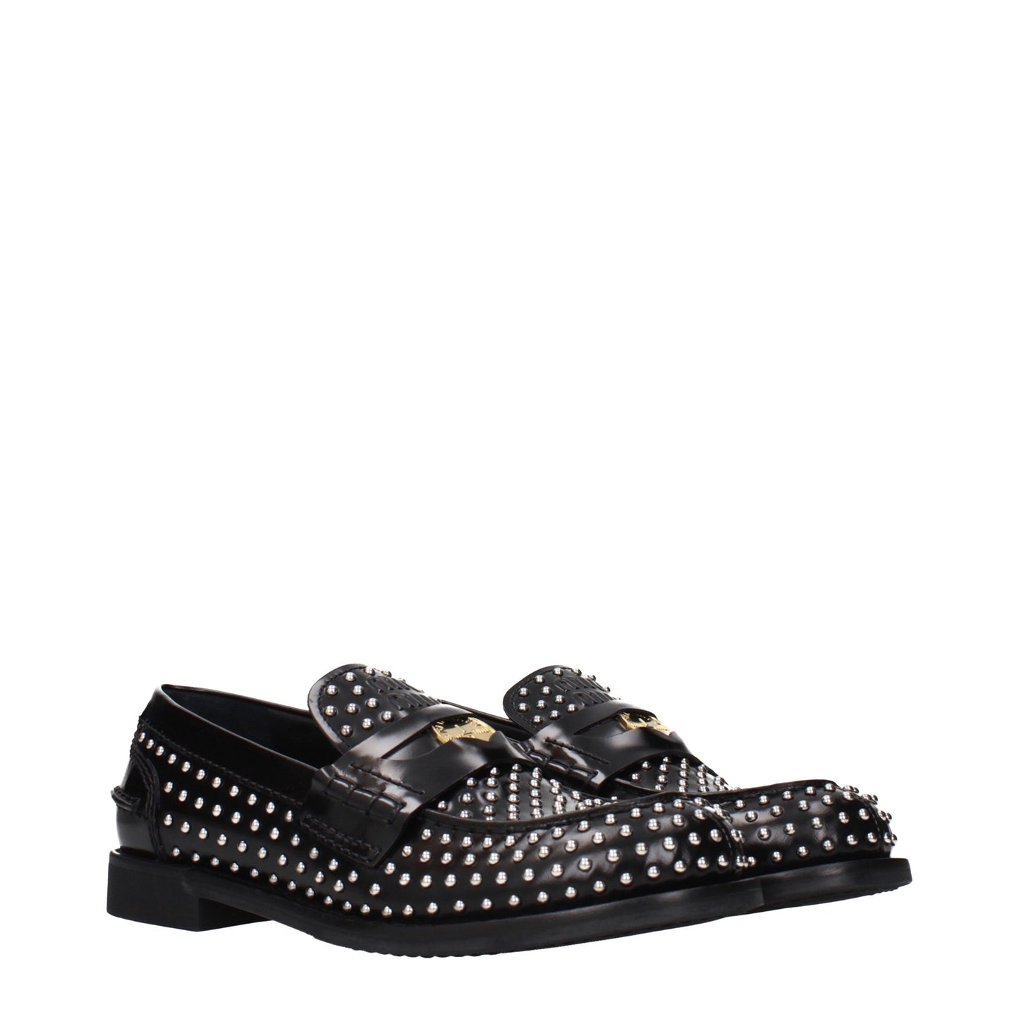 Miu Miu Mocasines sin cordones de cuero negro