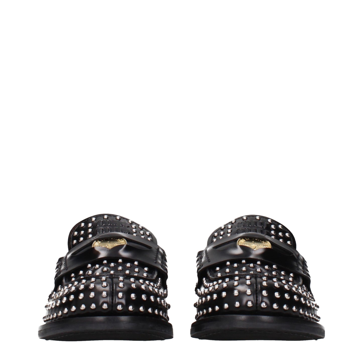 Miu Miu Mocasines sin cordones de cuero negro
