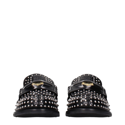 Miu Miu Mocasines sin cordones de cuero negro
