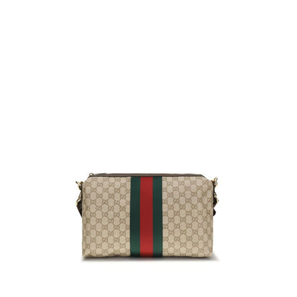 Gucci Beige Canvas Shoulder Bag with GG Web