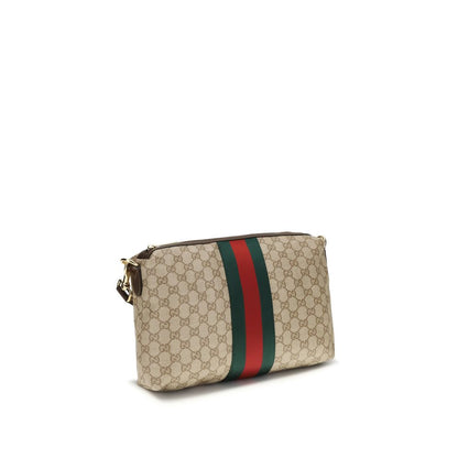 Gucci Beige Canvas Shoulder Bag with GG Web