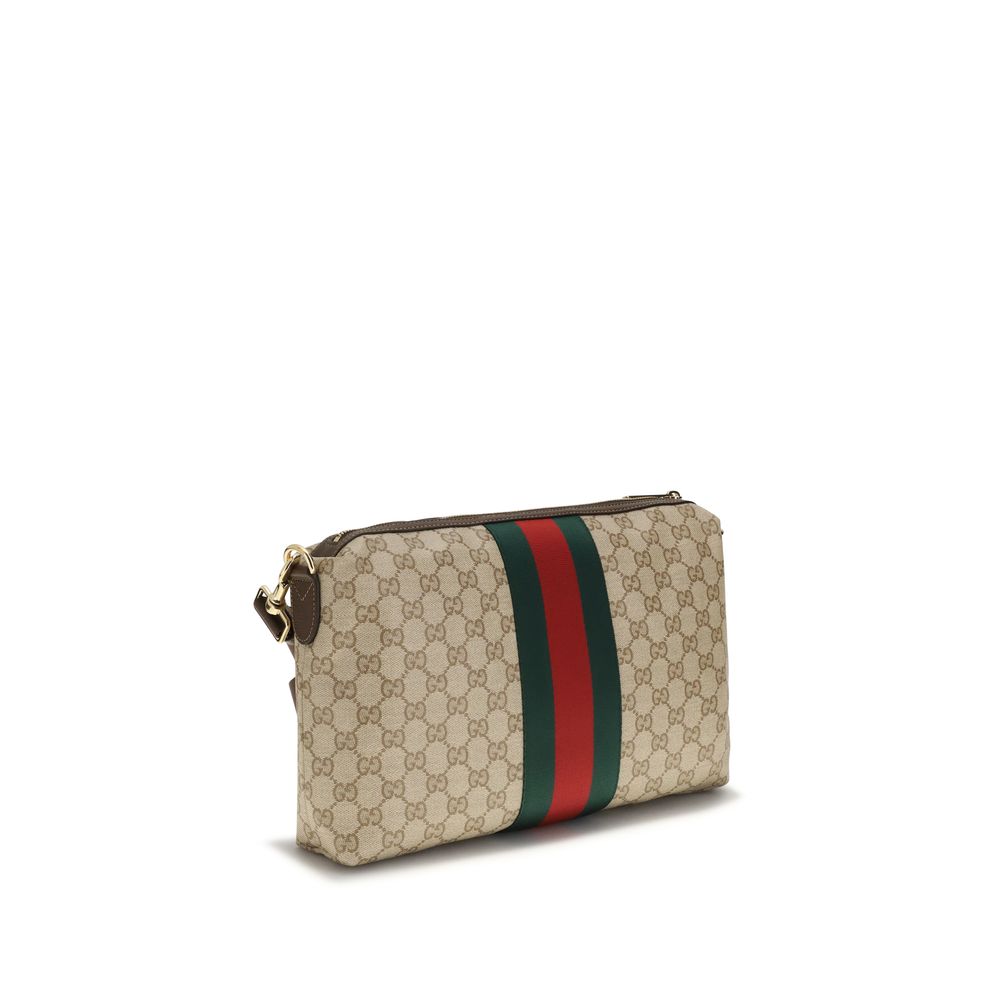 Gucci Beige Canvas Shoulder Bag with GG Web
