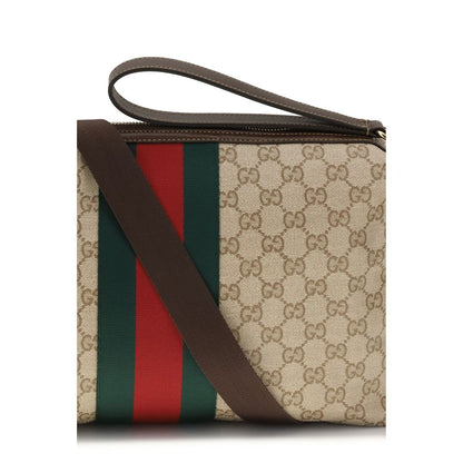 Gucci Beige Canvas Shoulder Bag with GG Web
