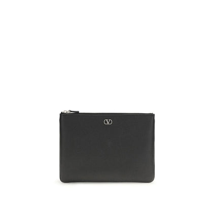 Valentino Garavani Clutch Piel De Becerro Negro Modelo Bos Taurus