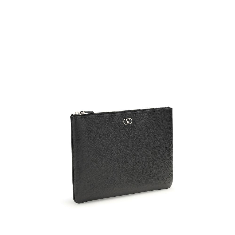 Valentino Garavani Clutch Piel De Becerro Negro Modelo Bos Taurus