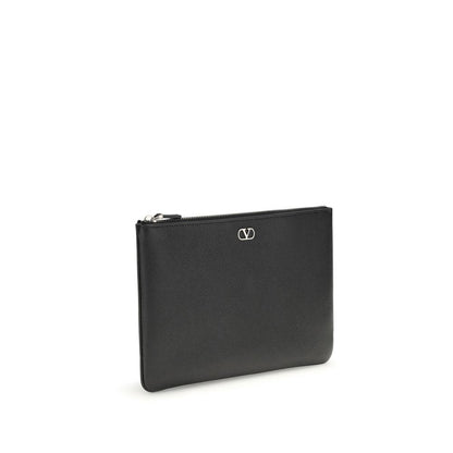 Valentino Garavani Clutch Piel De Becerro Negro Modelo Bos Taurus