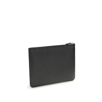 Valentino Garavani Clutch Piel De Becerro Negro Modelo Bos Taurus