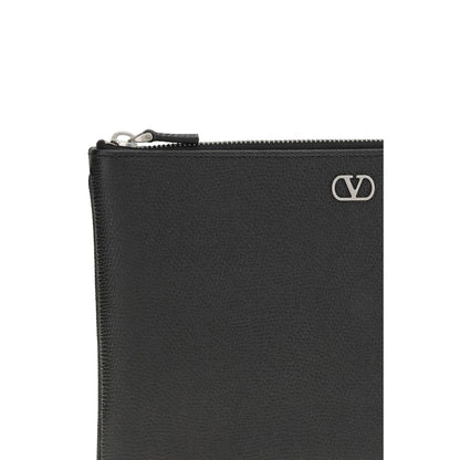 Valentino Garavani Clutch Piel De Becerro Negro Modelo Bos Taurus