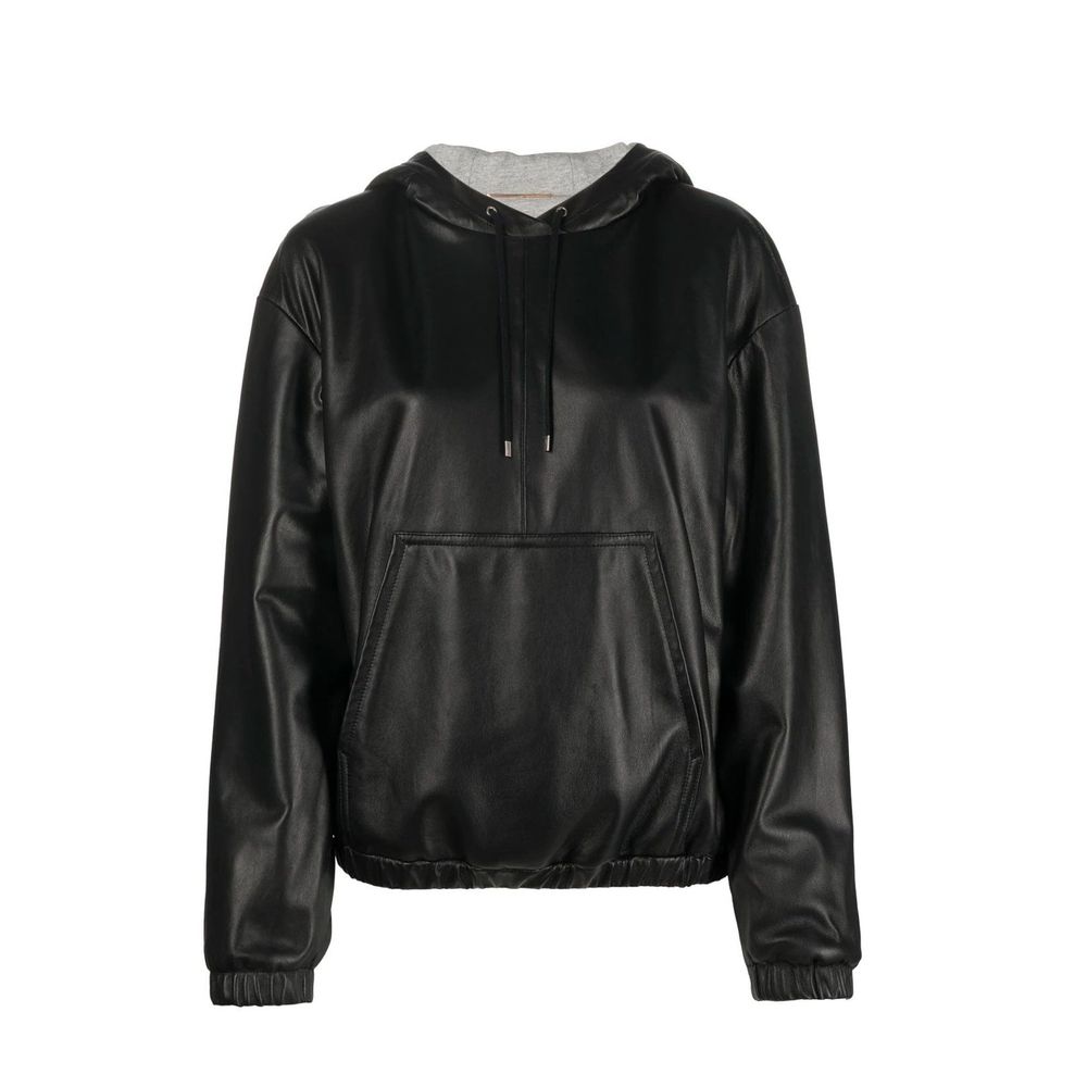 Tops de tirantes de piel negra Saint Laurent