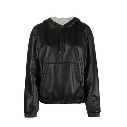 Tops de tirantes de piel negra Saint Laurent