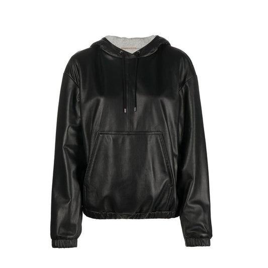 Tops de tirantes de piel negra Saint Laurent