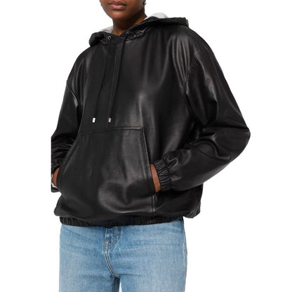 Tops de tirantes de piel negra Saint Laurent