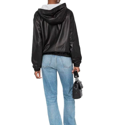 Tops de tirantes de piel negra Saint Laurent