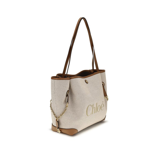 Bolso de hombro Chloé de algodón beige