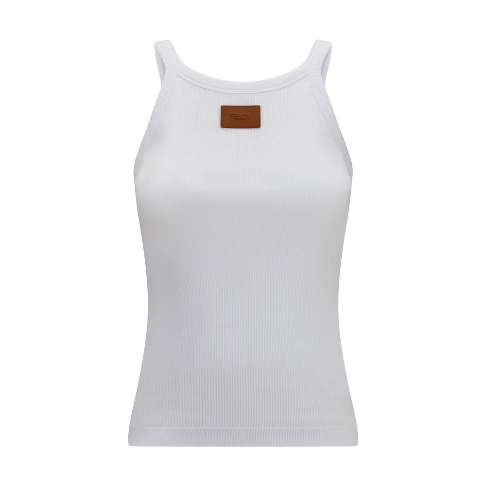 Débardeur Fendi en coton blanc à coupe droite