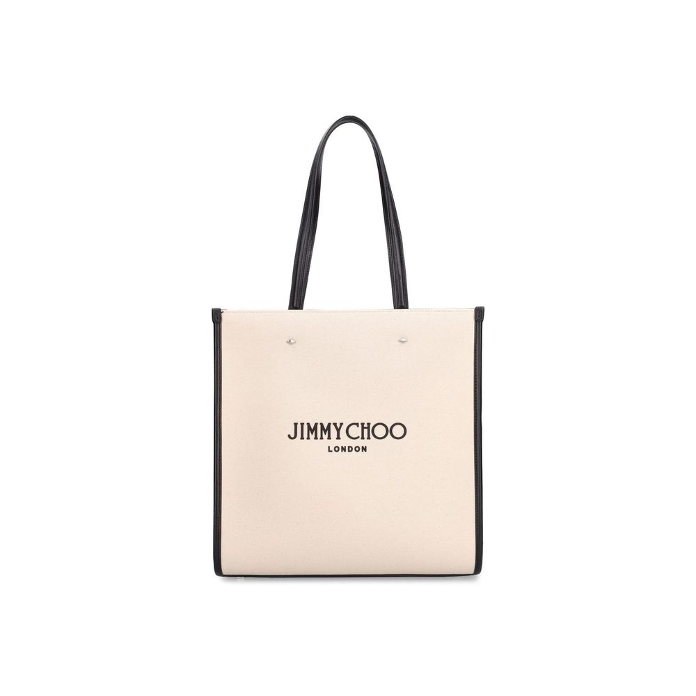 Sac fourre-tout Jimmy Choo en toile beige grande capacité
