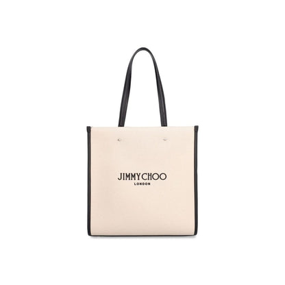 Sac fourre-tout Jimmy Choo en toile beige grande capacité