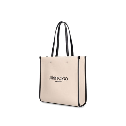 Sac fourre-tout Jimmy Choo en toile beige grande capacité