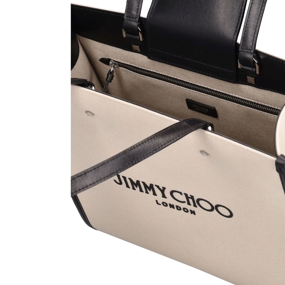 Sac fourre-tout Jimmy Choo en toile beige grande capacité