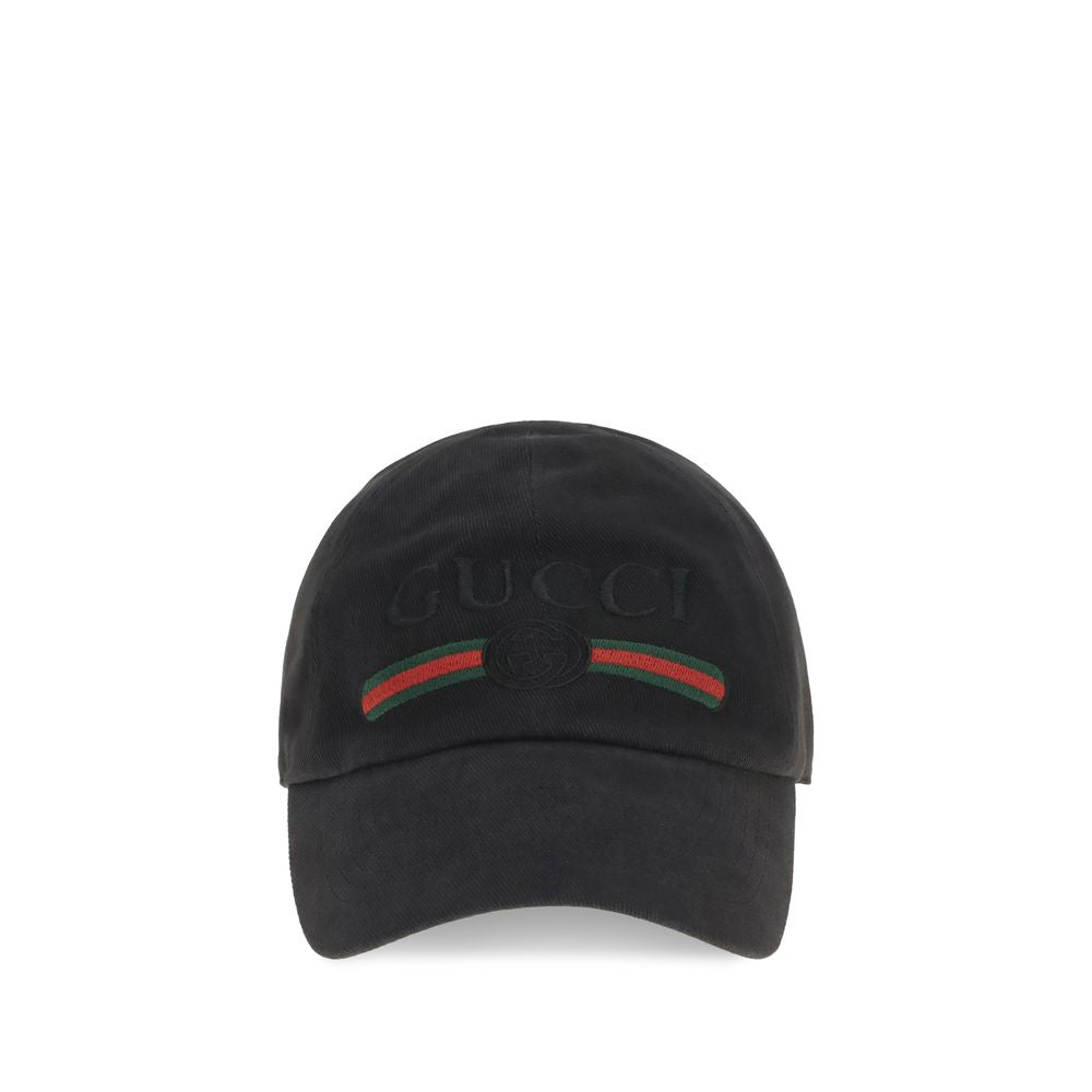 Gorra de algodón negra de Gucci (gorra de béisbol)