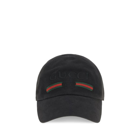 Gorra de algodón negra de Gucci (gorra de béisbol)