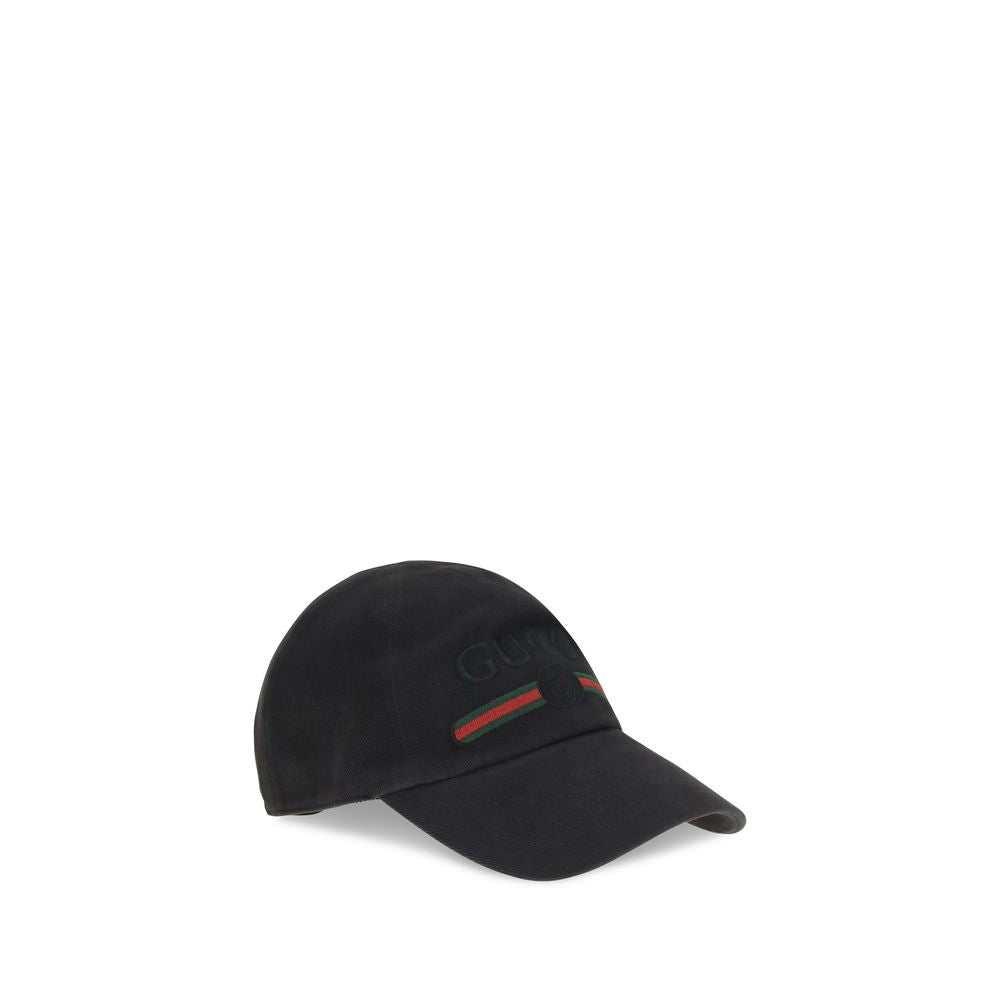 Gorra de algodón negra de Gucci (gorra de béisbol)