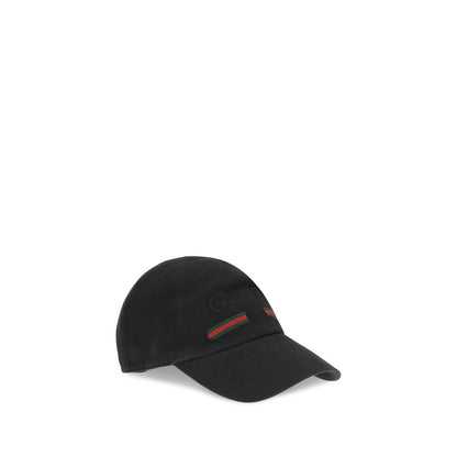 Gorra de algodón negra de Gucci (gorra de béisbol)