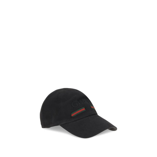 Gorra de algodón negra de Gucci (gorra de béisbol)