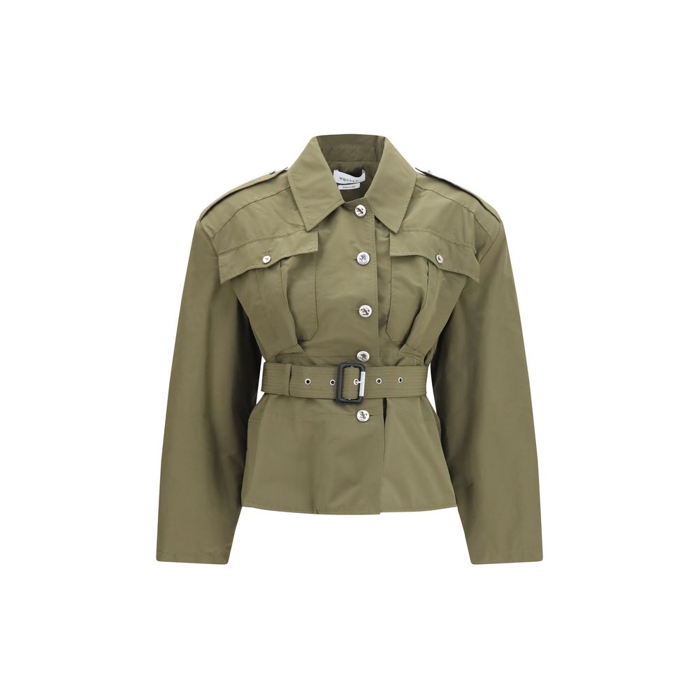 Chaqueta larga de algodón bicolor Alexander McQueen