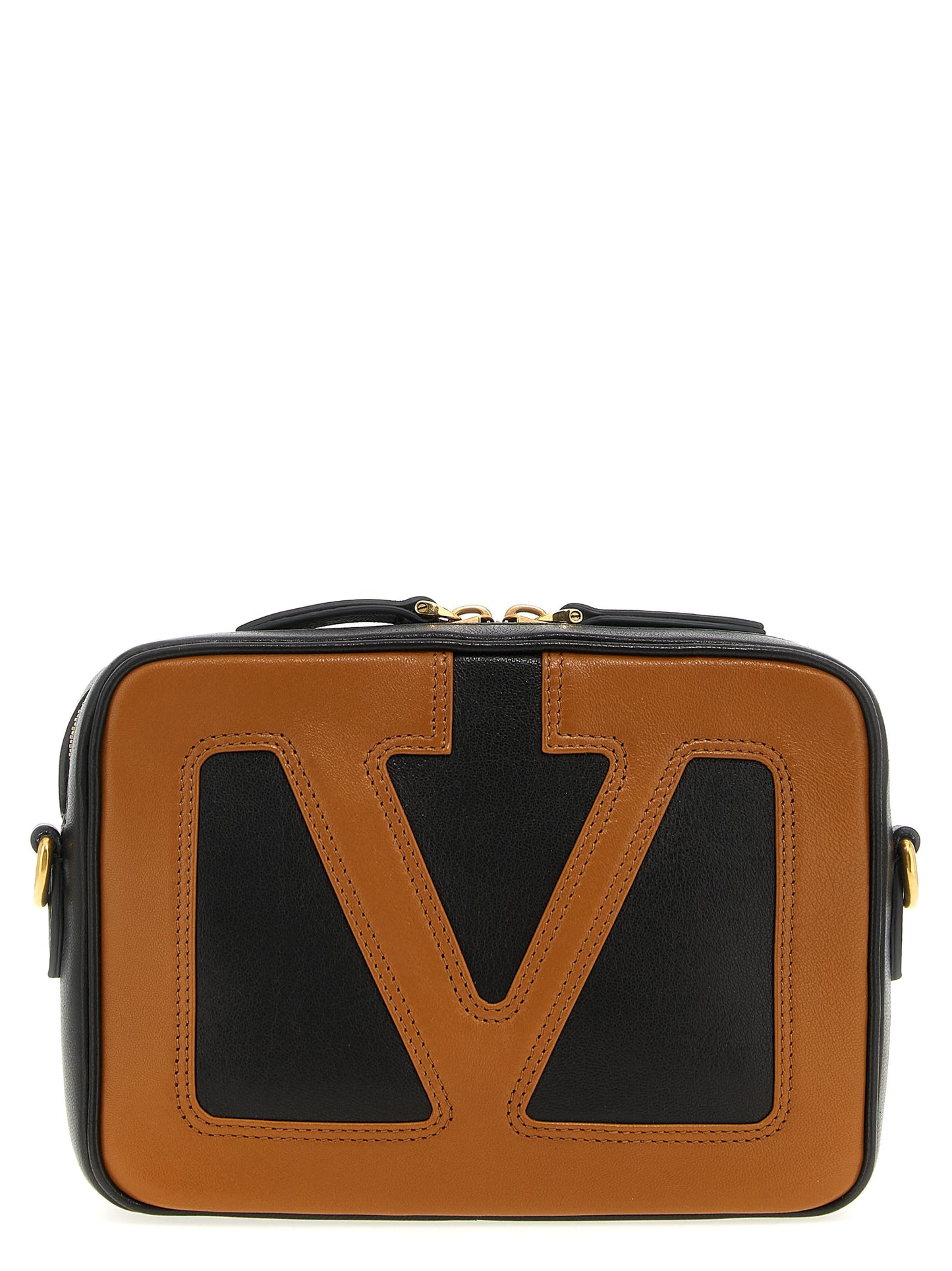 Sac bandoulière en cuir d'agneau marron Valentino Garavani
