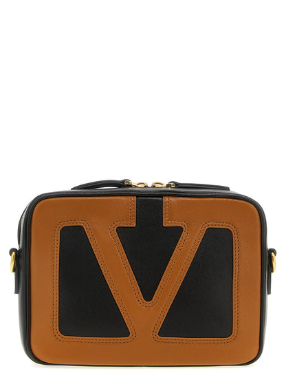 Sac bandoulière en cuir d'agneau marron Valentino Garavani