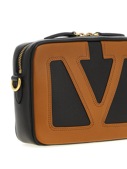 Sac bandoulière en cuir d'agneau marron Valentino Garavani