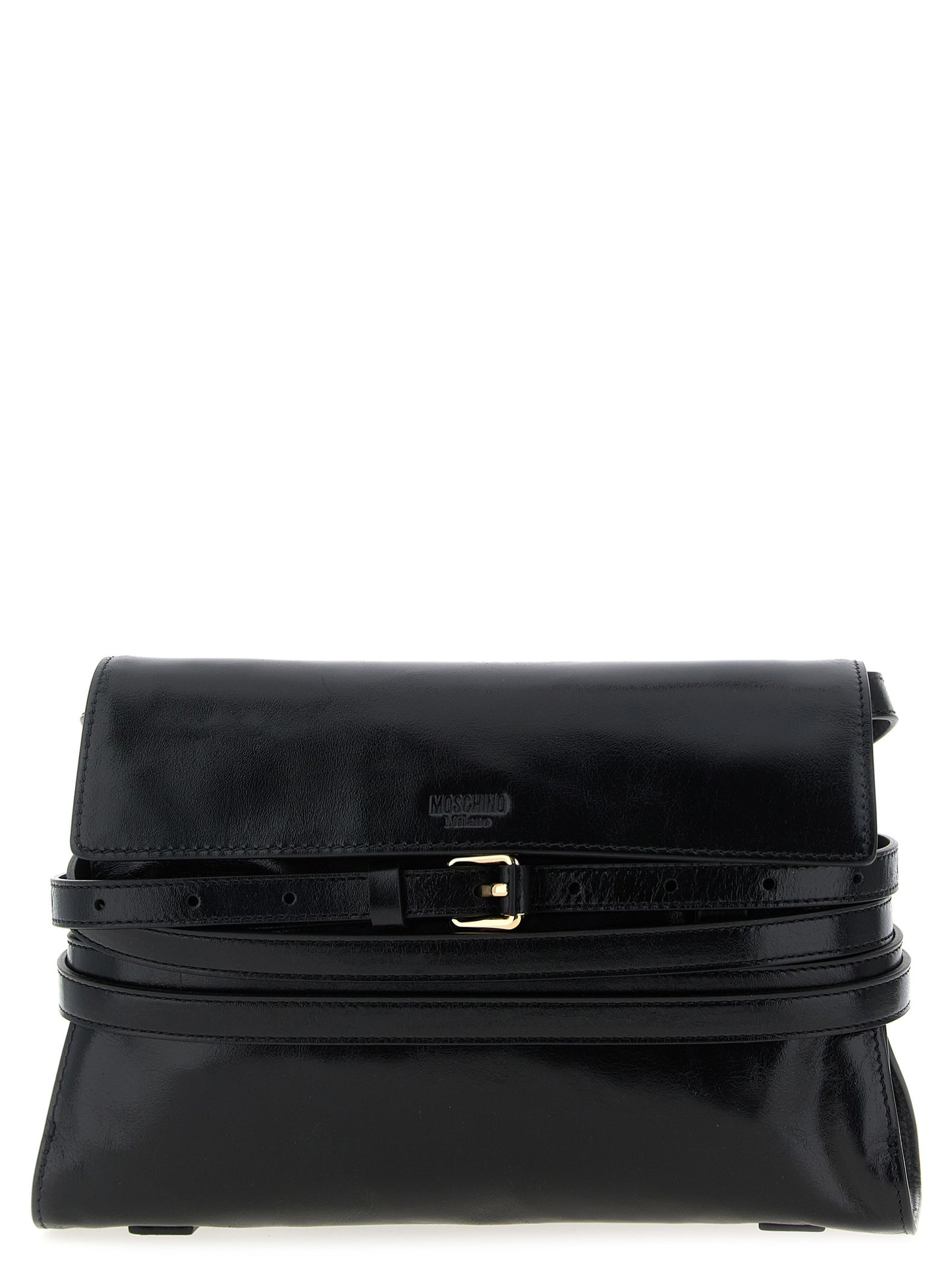 Bandolera Moschino de piel negra