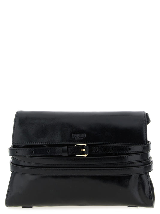 Sac bandoulière Moschino en cuir noir