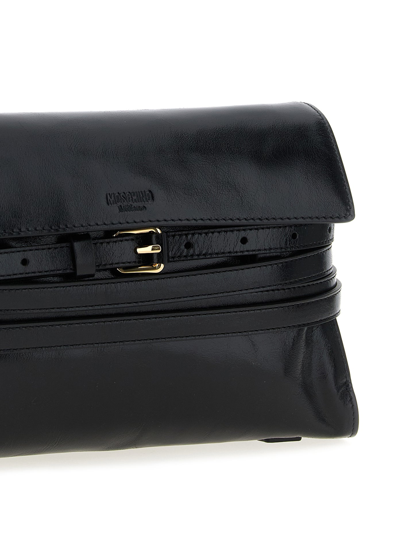 Bandolera Moschino de piel negra